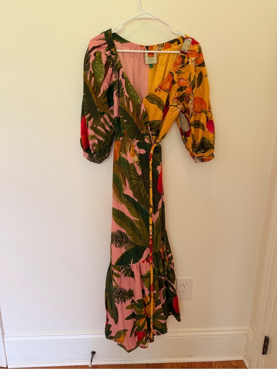 FARM Rio Dresses & Skirts - FARM Rio Pink, Yellow & Green Tropical Wrap Maxi Dress